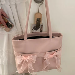 LIZAKOSHT - Luxury Design Chic Fairy Bow Shoulder Handbags Women Sweet Y2k Aesthetic Ins Underarm Bag Fashion Office Lady Elegant Tote Bags