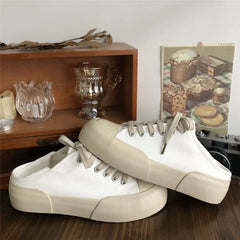 LIZAKOSHT - Shoes for Women Canvas Lace Up Woman Footwear High on Platform Black Quality New In Y2k Fashion Offer Casual Luxury Light A