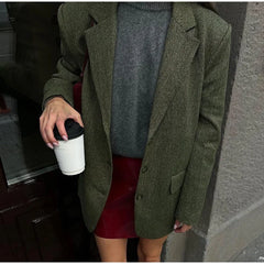 LIZAKOSHT - Casual Suit Men Women Fashion Lapel Long Sleeve Single Breasted Blazer Wide Leg Pants 2 Piece Set For Women Loose Outfits Y2K