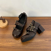 LIZAKOSHT  -  Design Cross Strap Women Mary Jane Shoes Fashion Thick Heel Shoes Autumn Ladies Outdoor Dress Stripper Leather Shoes