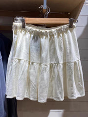 LIZAKOSHT  -  Sweet Beige Lace-up Skirts Women Linen Elastic High Waist Ruffles Hem Cute Mini Skirts Casual Vintage Summer Clothes 2023 New