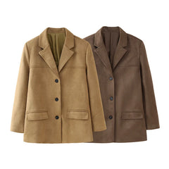 LIZAKOSHT  -  Women Spring Vintage Jacket Coat Fashion Women Turn Down Collar Jacket Femme Streetwear Tops Clothes