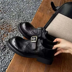 LIZAKOSHT - Soft Leather Round Toe Women's High Heels, Comfortable Fashionable Suitable for Women's Shoes All Year Round