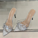 LIZAKOSHT - 2025 New Summer Street Style PVC Transparent Pointed Toe Women Slipper Sexy Thin Heels Stripper Party Slides Shoes