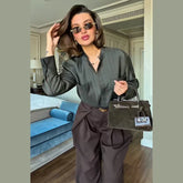 LIZAKOSHT - Women's Striped Fitted Shirt Full Sleeve Single Breasted Lapel Neck Top 2026 Spring Summer Female Casual Outings Daily Matching