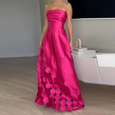LIZAKOSHT - Sleeveless Chic Simple Fashion Maxi Dress, Women Summer Strapless Elegant Solid Party Dress, New Backless Patchwork Ladies Dress