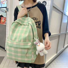 LIZAKOSHT - New Fashion Lady Lattice Travel School Bag Female Plaid Cute College Backpack Trendy Women Bag Girl Cool Kawaii Laptop Backpack