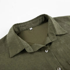 LIZAKOSHT - Summer 2025 Vintage Retro Green Blouse Shirt Women Turn-down Collar Single-breasted Pocket Sleeveless Casual Top For Women 55905