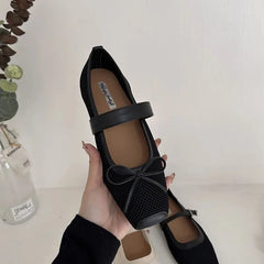 LIZAKOSHT - New Brand Women Flats Fashion Square Toe Shallow Mary Jane Shoes Soft Casual Ballet Shoes Slingback Shoes New Woman Shoes