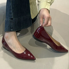 LIZAKOSHT - Autumn Women Pointed Toe Women Boat Shoes Fashion Low Wedge Heel Ladies Elegant Ballerinas Shoes Dress Pumps New Shoes Woman New