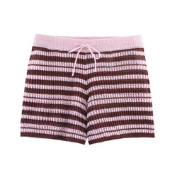 LIZAKOSHT  -  New Fashion Retro Shorts Suit Summer Women V Neck Knitted T-shirt Tops Casual Button Shorts Holiday 2 Piece Sets Womens Outfits