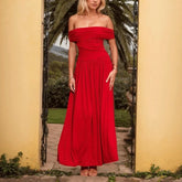 LIZAKOSHT - Elegant Party Dress in Spring and Summer One-neck Solid Color Women's Banquet Dress