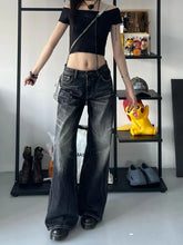LIZAKOSHT  -  Women Black Gothic Y2k Cargo Jeans Baggy Harajuku Denim Trousers Y2k Emo Jean Pants Vintage Aesthetic 2000s Trashy Clothes 2024