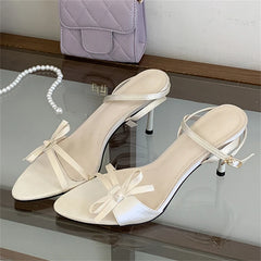 LIZAKOSHT - Sexy Thin High Heels Round Toe Woman Sandals Summer Butterfly-knot Ankle Buckle Strap Striptease Shoes