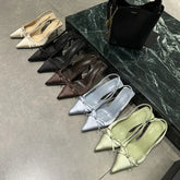 LIZAKOSHT - Women Thin Heels Slingback Sandals Elegant Pointed Toe Pumps New Brand Designer Bow Knot Party Dress Wedding Shoes Footwear