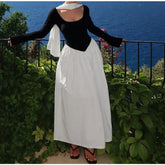 LIZAKOSHT - Fashion Autumn and Winter New Women's Fashion Contrast Sexy U-neck Long Sleeves Waist Big Swing Dress for Women