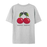 LIZAKOSHT - Cherry Fruit Back Print Graphic Tees Vintage Women Cotton Shirt Oversized Cute Retro Streetwear Clothes Grunge Y2k Aesthetic Top