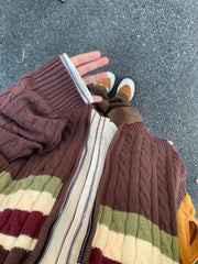 LIZAKOSHT - Cardigan Sweater Woman Street Oversized Knitted Pullover Casual Hip Hop Couple Jumper Harajuku V Neck Cardigan Unisex Cardigan