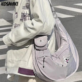 LIZAKOSHT - Korean Casual Simple Women Hobo Bag Y2k Kawaii Sweet Heart Letter Print Shoulder Fashion High-capacity Grunge Crossbody s