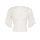 LIZAKOSHT - New Euramerican Summer Spliced Lace Fake Two Piece Y2k V Neck Half Sleeve See-throught Women Shirts Harajuku Temperament Tops