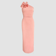 LIZAKOSHT  -  Fashion Flower Design Office Lady Suit Spring Sexy One-shoulder Sleeveless Top & Bodycon Skirts Set 2025 Summer Hollow Women Set