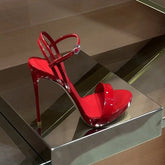 LIZAKOSHT - Sexy Nightclub Thin High Heel Women Sandals Fashion Ankle Buckle Strap Shoes Summer Elegant Wedding Party Dress Sandalias Shoes
