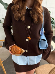 LIZAKOSHT - Women's Chic Solid Color Knitwear Cardigan Fuzzy Long Sleeve Button-down Front Closure Autumn Loose Fit Basic Sweaters 2025