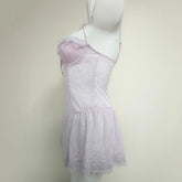 LIZAKOSHT - Cute Purple Suspender Nightdress with Panties Sexy Lingerie Nightgowns See Through Lace Flower Home Clothes Women's Pajamas
