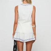 LIZAKOSHT - 2 Piece Set y2k Clothes Women Vacation Moon Plant Print Sleeveless Tops and High Waist Shorts 2000s Beach Streetwear