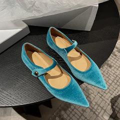 LIZAKOSHT - Fashion Women's Shoes New High Quality Velvet Pointed Flat Bottom Mary Jane Shoes Daily Commuter Lightweight Shoes