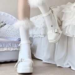 LIZAKOSHT - Autumn New Women Pink Sweet Platform Square Heel Pumps Lady Leather Mary Janes Party Shoes Lolita Cosplay Shoes