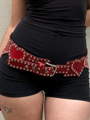 LIZAKOSHT - Sweetown Fashion Chic New Pu Rivet Heart-Shape Women’s Belt Cute Y2k Spliced Design All-Match Trendy Accessories Exquisite