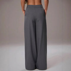 LIZAKOSHT - Wide Leg Pants for Women Spring European American Style Office Wear Casual Trousers with Draping Effect