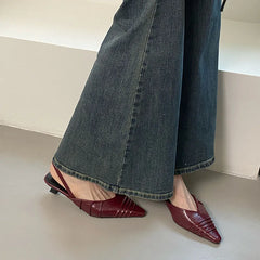 LIZAKOSHT  -  Fashion Spring Slingback Sandals Women Half Wrap Pointy Toe Designer Low Heel Shoes Elegant Shallow Pumps Party Dress Mules