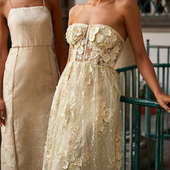 LIZAKOSHT - Classic Strapless Appliquins Sleeveless A-Line Formal Evening Dresses Birthday Party Prom Gowns Customized