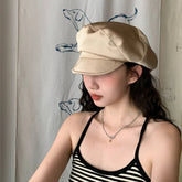 Lizakosht Japanese Celebrity Satin Berets for Women Spring and Summer Thin French Elegance Temperament Retro Champagne Newsboy Hats