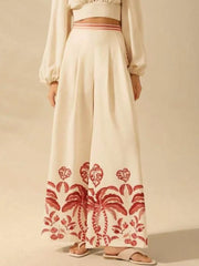 LIZAKOSHT  -  Women's Clothing European and American Spring and Summer New Fashion Casual Print Loose High Waist Wide Leg Long Pants