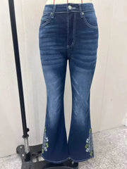 LIZAKOSHT - Y2k Jeans For Woman Butt Lifting Tummy Control Flared Denim Pants With Embroidered Hem All Season Versatile Style Fine Stitching