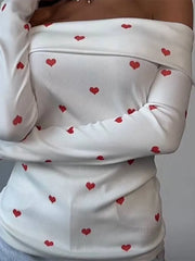 Lizakosht Off Shoulder Long Sleeved Heart Knitted Sweater Women Backless Chic Loose Warm Pullover Autumn Elegant Lady Party Jumper