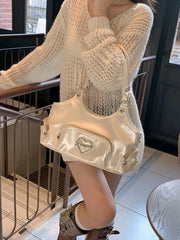 LIZAKOSHT - Fairycore Aesthetic Y2k Bag Women Hot Girls Versatile Chain Chic White Underarm Bag Purse Female Harajuku Sweet Handbag