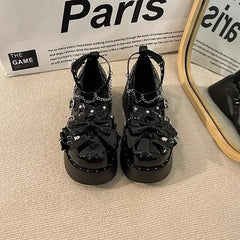 LIZAKOSHT - Punk Hot Girl Sponge Cake Leather Shoes Women's Thick Soled Shoes Japanese Jk Uniform Lolita Single Shoes Sweet Girl Tea Party