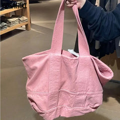 LIZAKOSHT - Girls Pink Sweet Kawaii Tote Bags Y2k Aesthetic Japanese Streetwear Handbags Fashion Women Casual Simple Shoulder Underarm Bag
