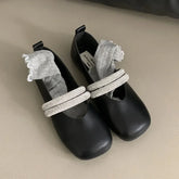 LIZAKOSHT - Rhinestone Designer Mary Jane Shoes Fashion Comfort Loafers Women Soft Sole Retro Mules Pumps Shiny Flat Ballet Shoes Female