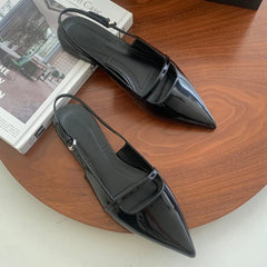 LIZAKOSHT - Fashion Office Ladies Summer Commuter Casual Flat Shoes French Retro Pointed Toe Sandals Women