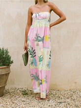 LIZAKOSHT - Women Sleeveless Strap Dress Backless Floral Bohemian Long Maxi Dress Summer Beach Female Vestidos Beachwear New