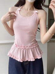 LIZAKOSHT - Neck Strap Tank Top for Women in Summer Sweet Small Slim Fit Interior Design Sense Top for Outer Wear