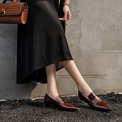 LIZAKOSHT - Fashion Pumps New High Quality Genuine Leather Shoes Pointed Low Heel Shoes Commuter Women's Shoes