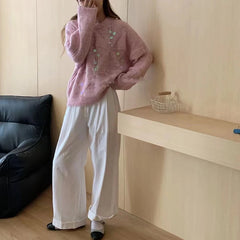 LIZAKOSHT - Elegant Jacquard Sequins Sweater Fashion Solid Color Long Sleeve Knitted Pullover Winter New Women's O Collar Hollow Out Jumpers