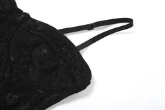 LIZAKOSHT - Women Sexy Lace Maxi Dress See Through Spaghetti Straps Bodysuit Lining Strapless Backless Bodycon Birthday Club Party Long Robe