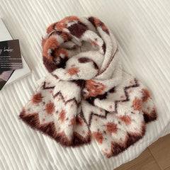 LIZAKOSHT - 170cm Cute Red Panda Knit Imitate Mink Wool Scarf Soft Comfort Women Winter Neckerchief Girls Students Warm Scarves